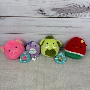 Lot of 4 Squishmallows Plushies FuzzAMallows‎ Kyla Farhad Watermelon Octopus